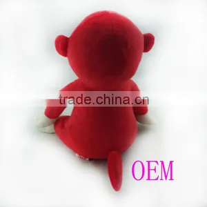Custom Cute Red and White Stuffed Plush Monkey Toy Factory thumbnail-2