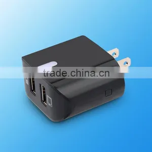 New Style Dual USB 2 Pin Wall Charger 5V AC White USB Power Adapter For Iphone for Micro thumbnail-1