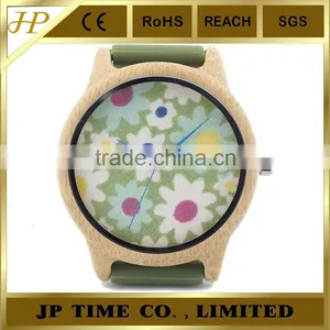 Bamboo Wooden Watch Cloth Dial Soft Silicone Band Garment Watches as Pastoralism thumbnail-1