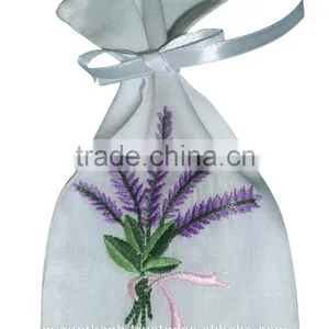 Hand Embroidered Lavender Sachet/bag/pillow-floral Embroidery ,monorgam Bag thumbnail-5