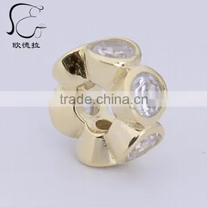 Pave Diamond Round Silver Multi Sapphire Spacer Bead Finding thumbnail-4