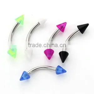 Simple Color Cool Acrylic Cone Fake Cheap Stainless Steel Eyebrow Rings Piercing Jewelry thumbnail-1