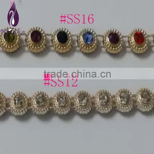 Gold UV Electroplating Diamond Trimming. Crystal Rhinestone BandingSS12 Rhinestone Banding . Wholesale thumbnail-6