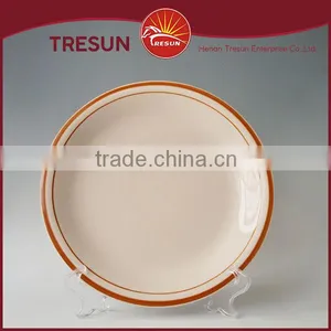 Hot Selling Red Strip Ceramic Handpainted Round Plate thumbnail-1