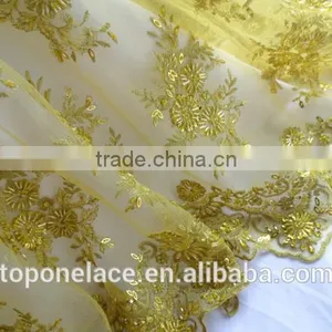 Pink Bridal Lace Fabrics Wholesale Evening Sequins Beaded Dresses French Lace Fabric thumbnail-6