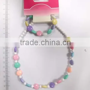 Lovely Multicolor Beaded Necklace Bracelet Set With Little Flowers for Children thumbnail-3