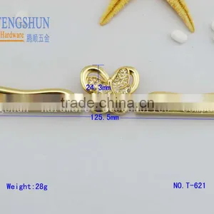 Zinc Alloy Decorative Side Clip With A Diamond for Purse Metel Bag Parts Wholesale thumbnail-1