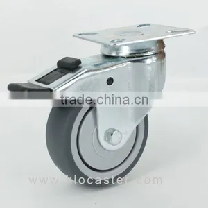 High Quality 3" TPR Caster With Top Plate, 75mm TPR Caster With Brake thumbnail-1