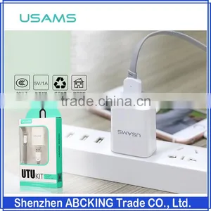 Original USAMS US 5V 1A Mobile Phone Travel Charger Charger With Cable Set thumbnail-1
