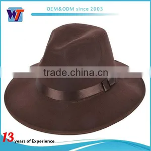 Blank Promotion Cheap Felt Hat Fedora Hat With Woven thumbnail-5