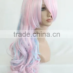 Fashion Lolita Heat Resistant Long Curly Light Blue Mixed Pink Hair Wig N414 thumbnail-2