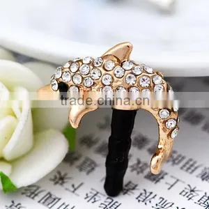 Cute Enamel Rhinestone Embellished Dolphin Phone Earphone Dust Plug thumbnail-1