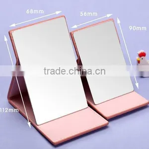 2016 Promotion Stainless Steel pu Leather Folding Compact Mirror thumbnail-3