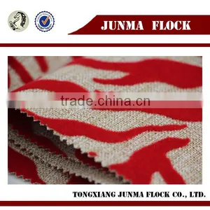 Fashion Design Red Pattern China Textile Polyester Linen Flocked Dri Fit Fabric thumbnail-3