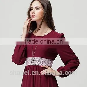Hot Sale Chiffon Baju Muslim Abaya Dress Lace Waist Muslim Kaftan Abaya thumbnail-2
