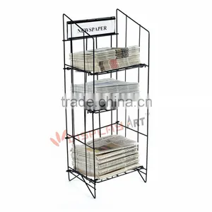 3 Shelves Metal Newspaper Stand thumbnail-1