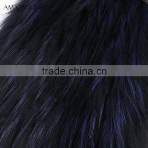 Hot Sale Dark Blue Sliver Fox Fur Vest With Leather Vest thumbnail-6