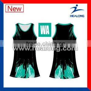 High Quality Sublimation Netball Uniforms Women Bodysuit thumbnail-2