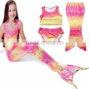Hot Kids Girls Mermaid Tail Swimmable Bikini Set Swimsuit Swimming Costume thumbnail-4
