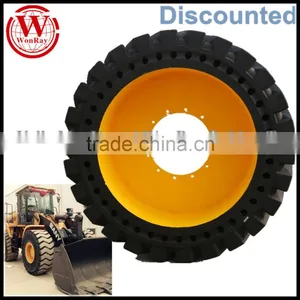 New Design Big Construction Tires Solid Wheel Loader Tyres 23.5x25 With Rims for Sale thumbnail-1