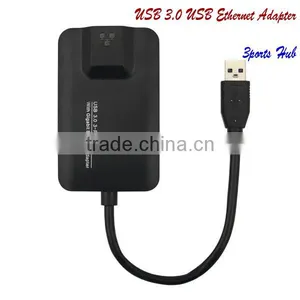 New Hot USB 3.0 USB Ethernet Adapter 3port Hub With Gigabit Ethernet Adapter thumbnail-1