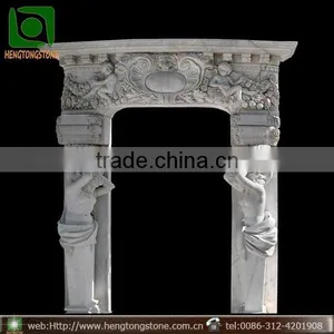 White Marble Door Frame With Figure Design thumbnail-1