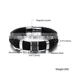 Handmade Genuine Leather Weaved Double Layer Men's Bracelets Casual/Sporty Bicycle Motorcycle Delicate Cool Men Jewelry thumbnail-5