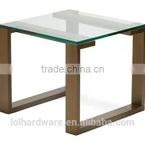 Bronze Polished Stainless Steel With Glass Top Side Table thumbnail-1