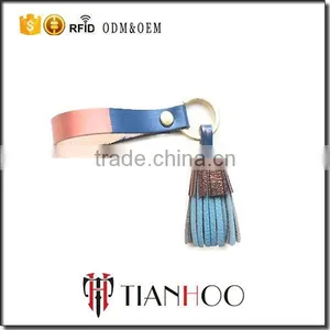 Colorful Leather Fringe Keychain Purse Charm Twister Tassel Key Holder thumbnail-5
