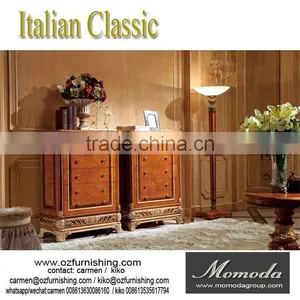 YB62 Luxury Antique Solid Wood Italian Style Night Stand Bed Side Table for Bedroom Furniture thumbnail-6