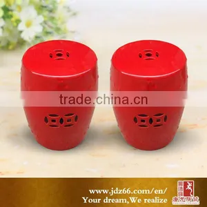 Red Popular Style Chinese Stool Outdoor Ceramic Drum Stool thumbnail-1