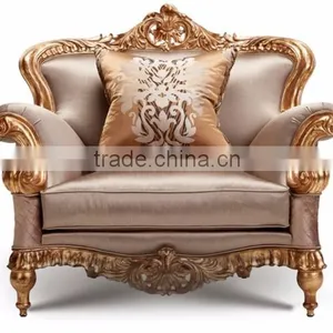 Luxury French Baroque Style Classic Giltwood Carving Single Upholstery Sofa BF12-04274b thumbnail-2