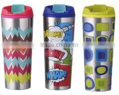 500ml Stainless Steel Inner Plastic Outer Steel Starbuck Coffee Mug Double Layer Cup With Lid thumbnail-1
