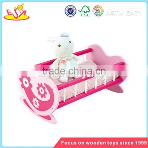 Wholesale Beautiful Toddler Wooden Doll Bed Toy Pink Best Selling Wooden Doll Bed Toy W06E010 thumbnail-1