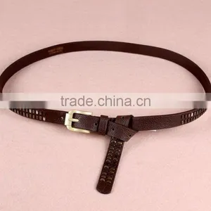 Wholesale New Style Women Lady Waist Belt PU Faux Leather Belt With Two Row Rivet thumbnail-1