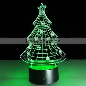 7 Colors Change Birthday Wedding Decor Gift Christmas Tree 3D Illusion LED Night Light thumbnail-2