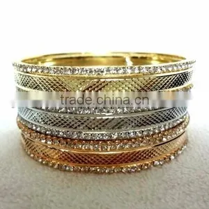 Designer Bangle Sets in Three Tones- Silver,Gold,Copper thumbnail-3