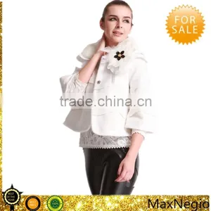 Real Rabbit Fur Collar High End Women Fashion Coats thumbnail-1