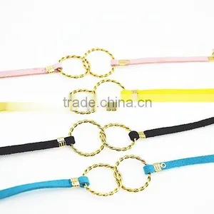 Smile Face Charms Suede Leather Bracelet Custom Logo Charm Leather Bracelet thumbnail-4