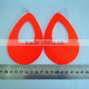 Fashion Oversized Teardrop Wood Earring Neon Big Teardrop Hoop Wood Earrings thumbnail-1