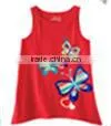 Girls Fashion Sleeveless Cartoon t Shirts Kids Red With Butterfly Tops thumbnail-1