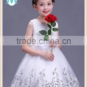 Cheap Vietnam Girls Fancy Dress Pink Princess Party Dresses Flower Shining Performance Girls Fluffy Dress thumbnail-4