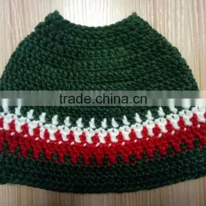 Dark Green Mulit Color Hat For Messy Bun Beanies thumbnail-1