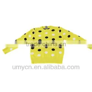 Girl's Cotton Allover Polka Dot Jacquard Long Sleeve Pullover Sweater thumbnail-1