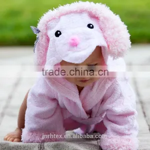 High Quality Fancy Cotton Bathrobe in Pink Poodel thumbnail-2