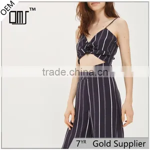 Cool Wide Leg Styling Gallus Womens Long Jumpsuit With Cute Knot thumbnail-1