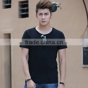 New White Black Round Neck Mens Short Sleeve Casual Wholesale T Shirt , Skin Tight thumbnail-4