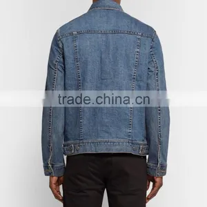 High Quality Endurable Mens Lapel Shawl Collared Button Closured Men's Denim Jeans Jacket With Two Chest Pockets thumbnail-3