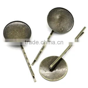 Hair Clips Bobby Pins Round Antique Bronze Cabochon Setting(Fits 25mm Dia) 6.4x2.6cm,20PCs,Newest thumbnail-1