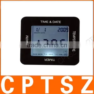 Multi-functional Digital 4 Sided Rotating Alarm Clock Timer Calendar Display Time Date Temperature thumbnail-1
